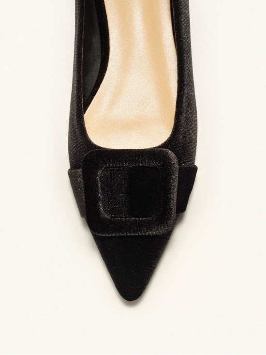 C.Paravano Shoes - C. Paravano Black Pointed Toe Buckle Ballet Flats